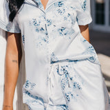 Mileva Bleu De Fleur Printed PJ Set