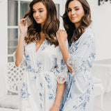 Ivana Bleu De Fleur Printed Robe