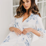 Ivana Bleu De Fleur Printed Robe