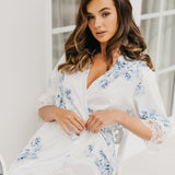 Ivana Bleu De Fleur Printed Robe