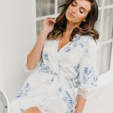 Ivana Bleu De Fleur Printed Robe