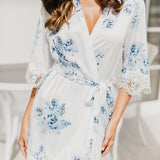 Ivana Bleu De Fleur Printed Robe
