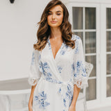 Ivana Bleu De Fleur Printed Robe