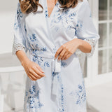 Ivana Bleu De Fleur Printed Robe