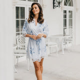 Ivana Bleu De Fleur Printed Robe