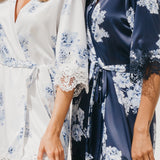 Ivana Bleu De Fleur Printed Robe