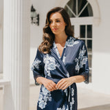 Ivana Bleu De Fleur Printed Robe