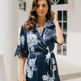 Ivana Bleu De Fleur Printed Robe