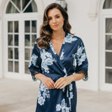 Ivana Bleu De Fleur Printed Robe