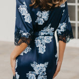 Ivana Bleu De Fleur Printed Robe