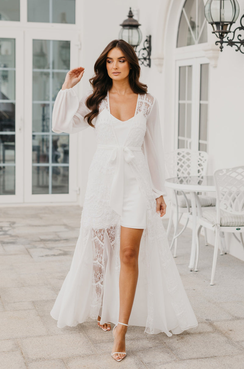 Clementine Hand Beaded Pearl Maxi - Includes Slip