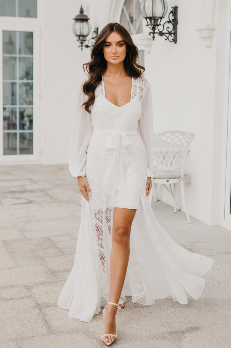 Clementine Hand Beaded Pearl Maxi - Includes Slip