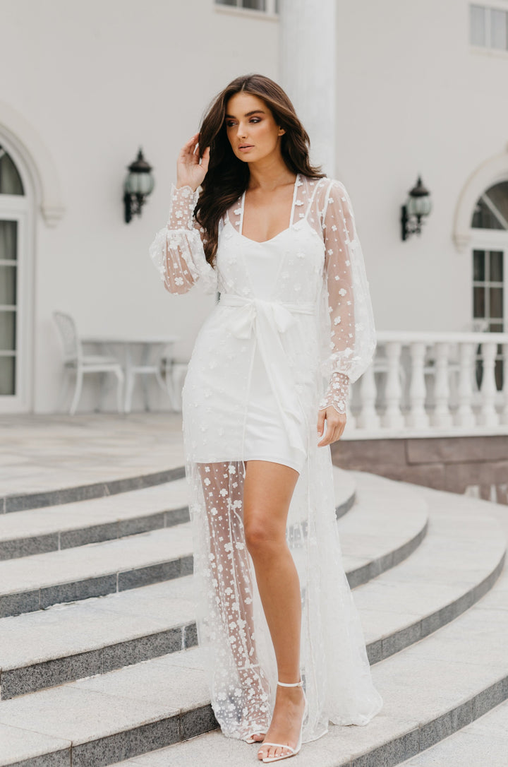 Imogen Forget Me Knot Lace Maxi Bridal Robe - Includes Slip