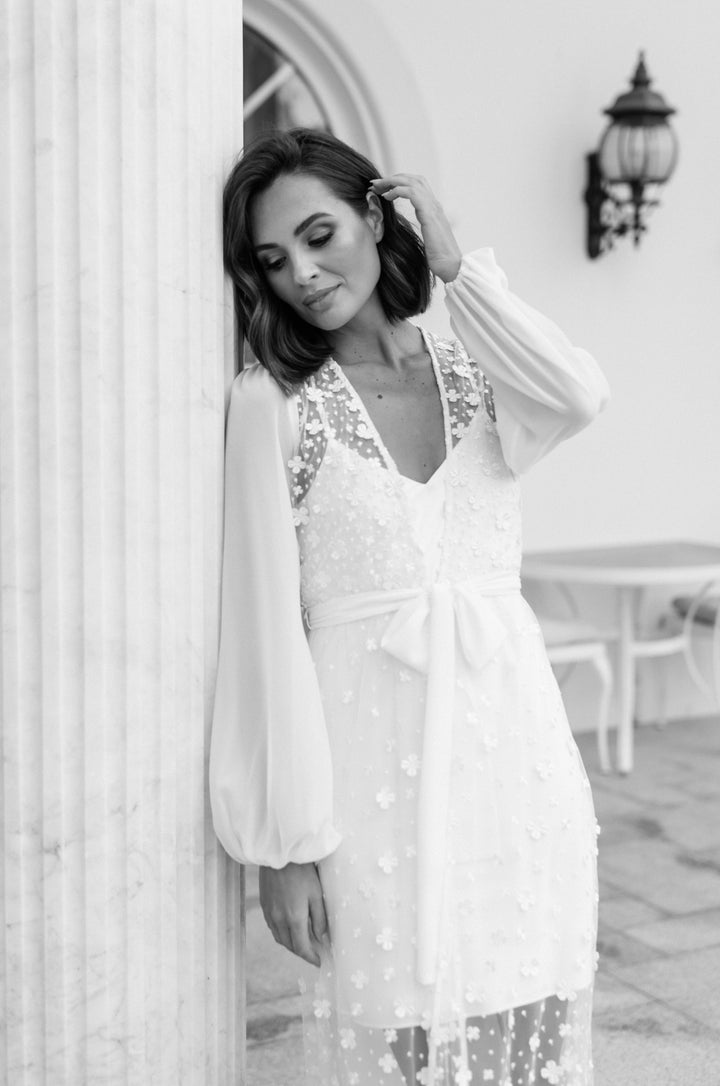 Cassidy Forget Me Knot Maxi Lace Bridal Robe  - Includes Slip