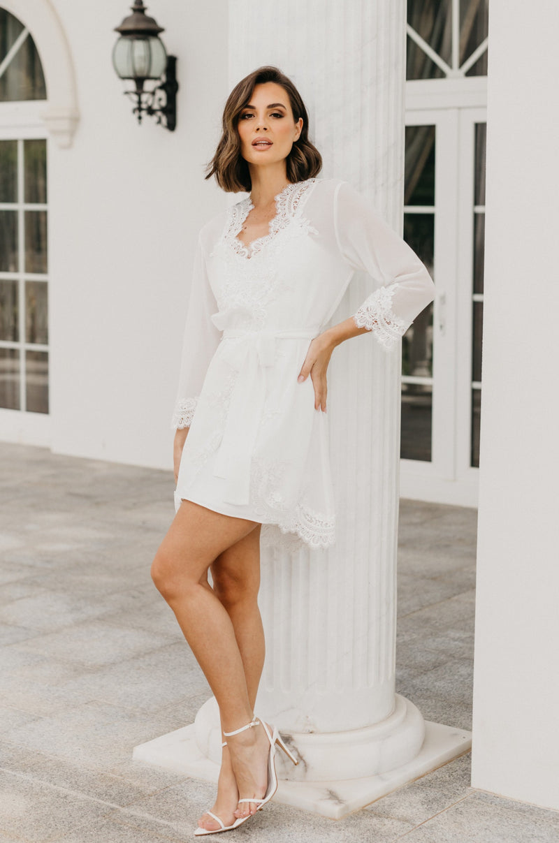 Maeve Lace Trim Robe - Includes Slip