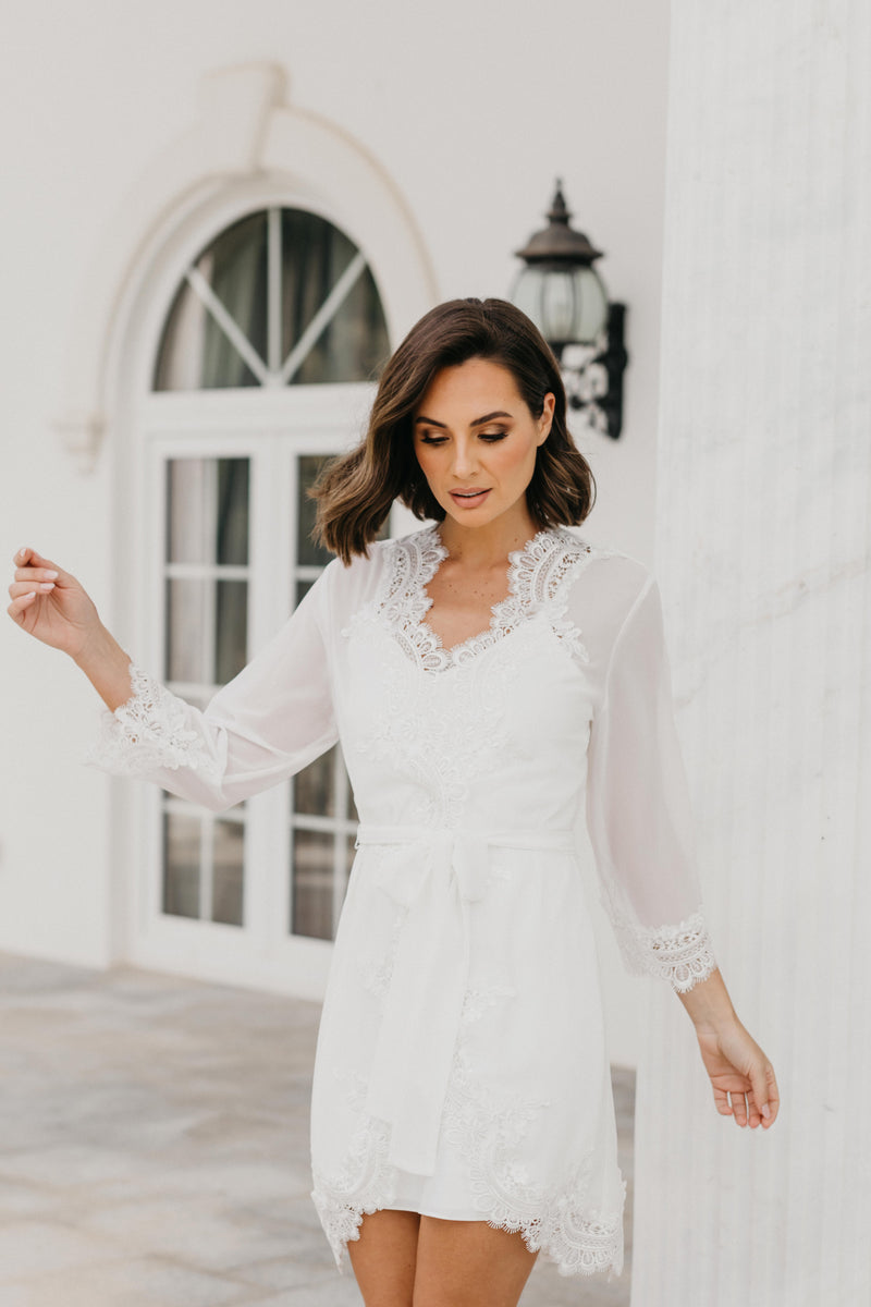Maeve Lace Trim Robe - Includes Slip