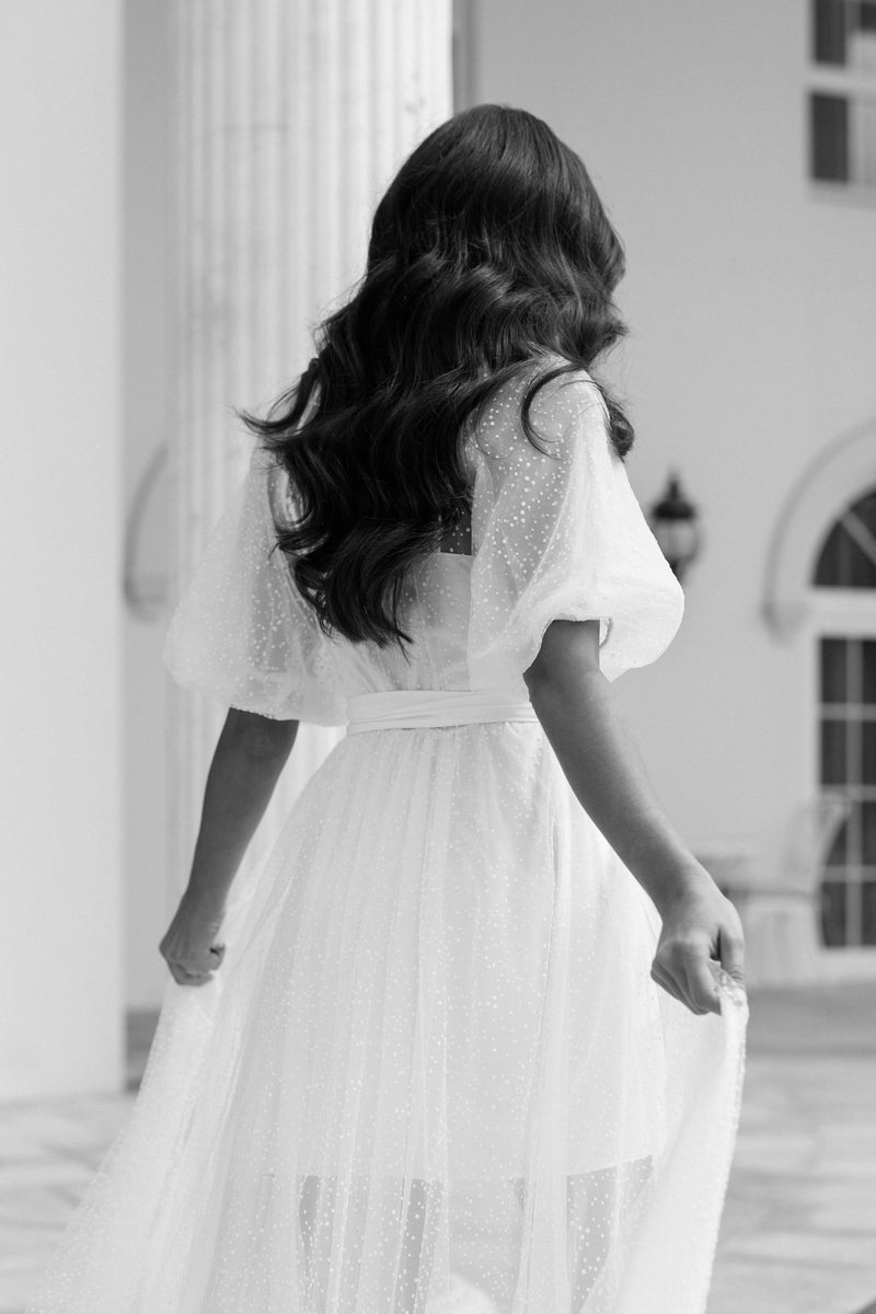 Mila Flocked Spot Lace Maxi Robe - Includes Slip