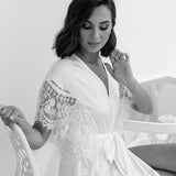 Josephine Hand Beaded Pearl Sleeve Maxi Bridal Robe