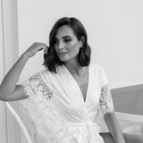 Josephine Hand Beaded Pearl Sleeve Maxi Bridal Robe