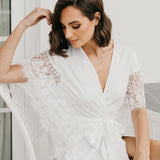 Josephine Hand Beaded Pearl Sleeve Maxi Bridal Robe