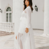 Millie Hand Beaded Pearl Mesh Maxi Bridal Robe - Includes Slip