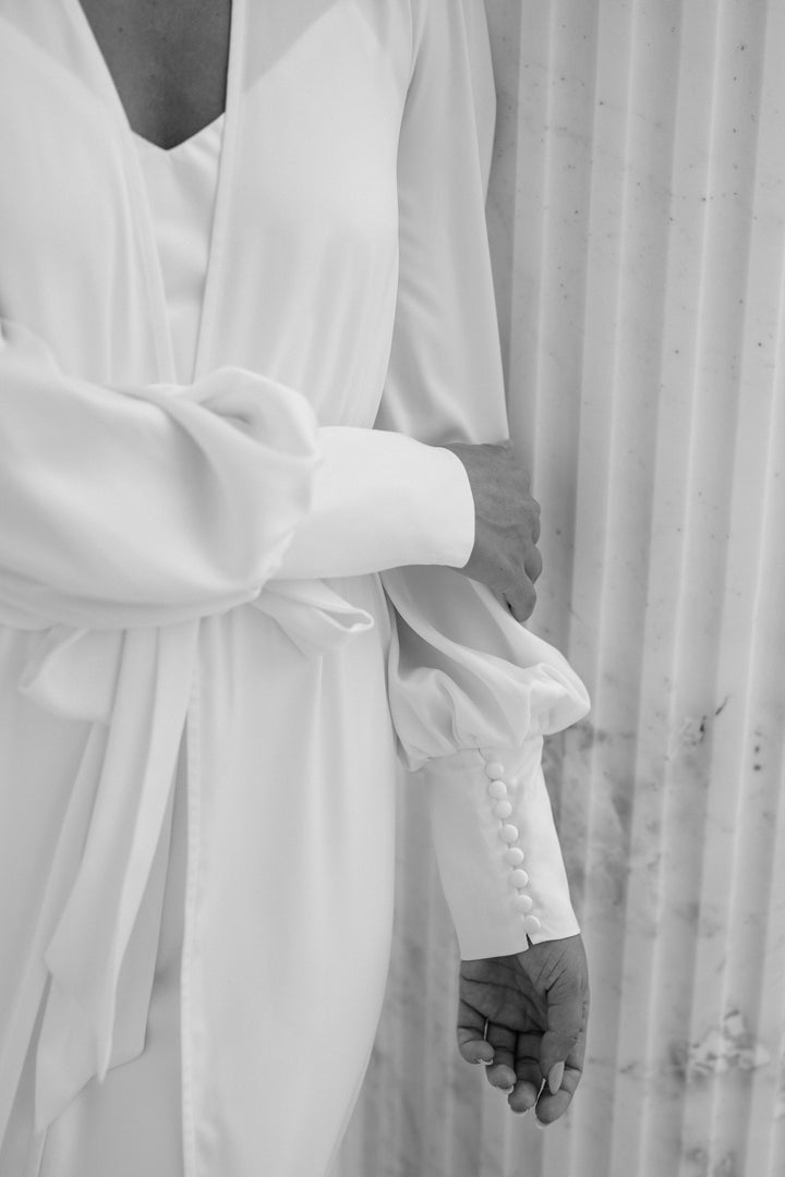 Delilah Satin Godet Maxi Bridal Robe - Includes Slip