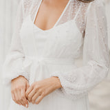 Millie Hand Beaded Pearl Mesh Maxi Bridal Robe - Includes Slip