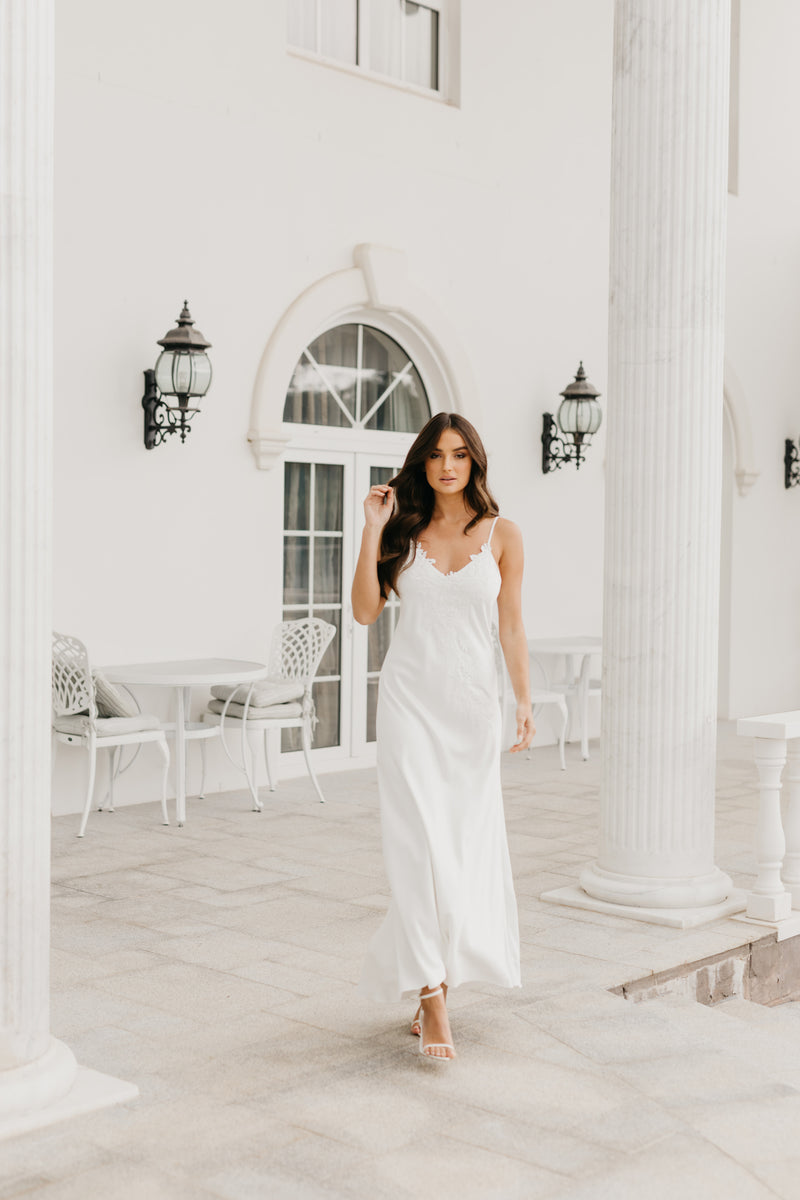 Francesca Satin Lace Applique Slip