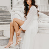 Millie Hand Beaded Pearl Mesh Maxi Bridal Robe - Includes Slip