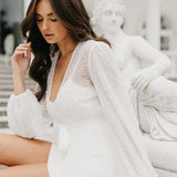 Millie Hand Beaded Pearl Mesh Maxi Bridal Robe - Includes Slip