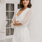 Sophia Hand Beaded Pearl Sleeve Maxi Bridal Robe - Includes Slip