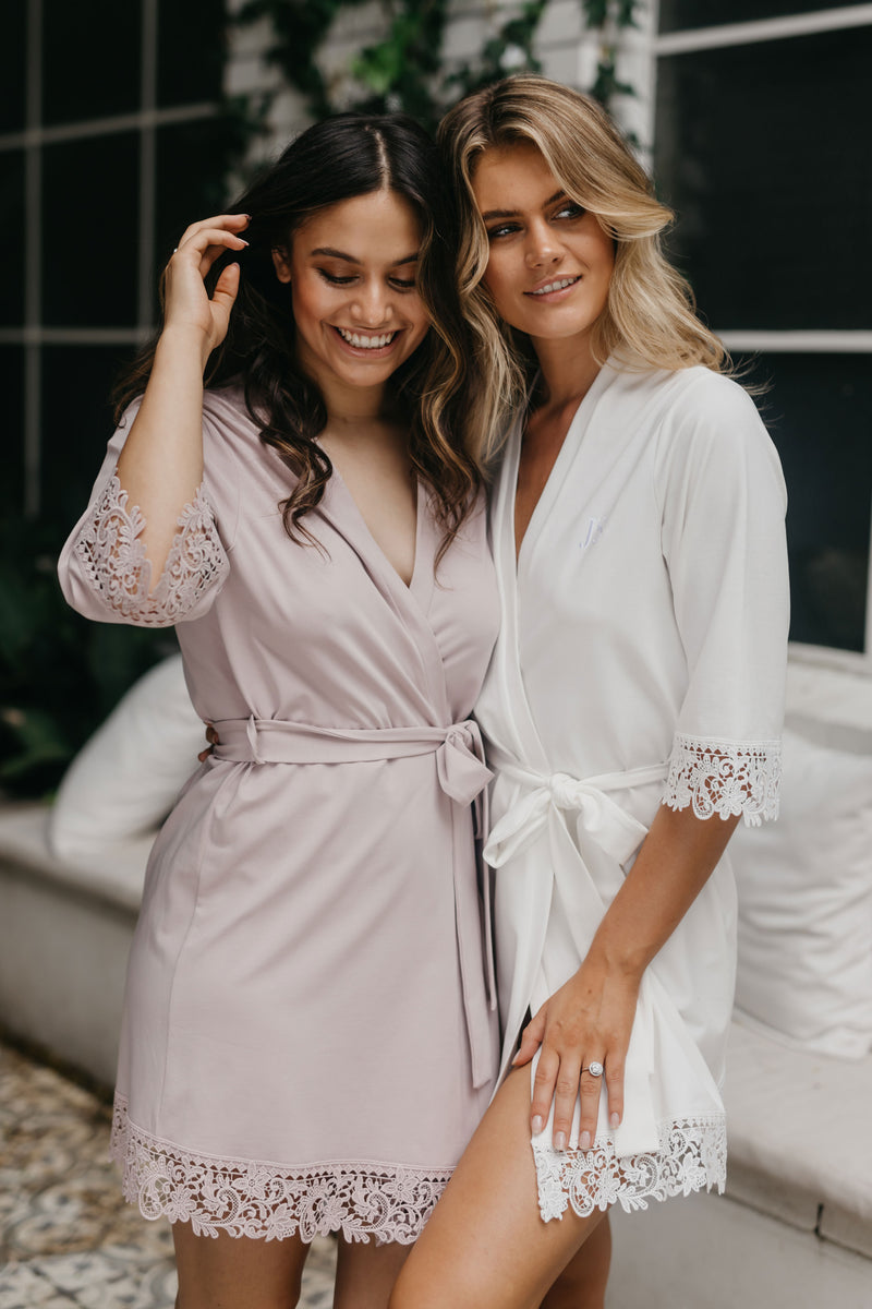 Bella Jersey Lace Trim Robe - lerose AU