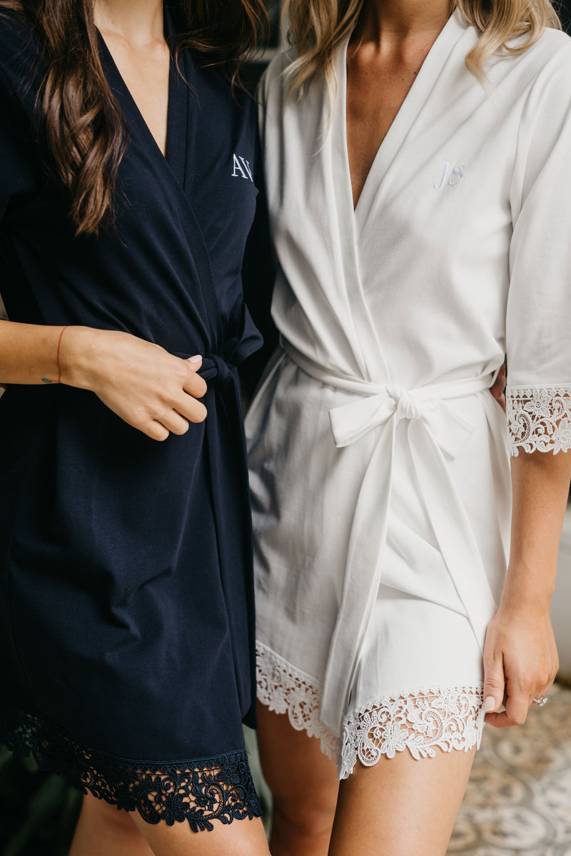Bella Jersey Lace Trim Robe - lerose AU